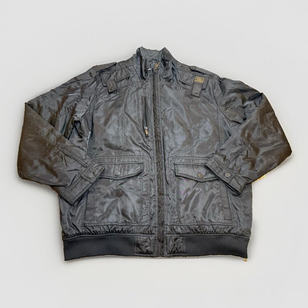 COOGI Flight Jacket Size XL Black Full Zip Bomber W/ Utility Pockets